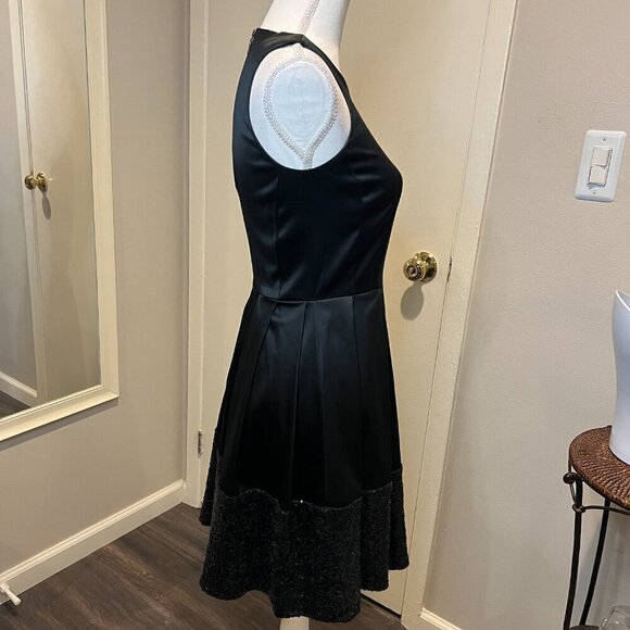 Taylor Black Fit and Flare Cocktail Dress with Sequined Bottom, Size 2 - Picture 7 of 15